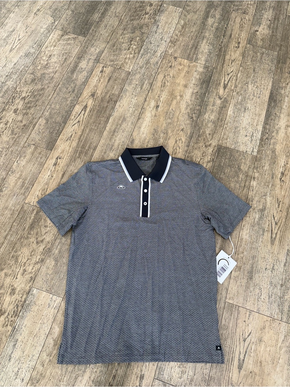 Radmor Hudson Vintage Jacquard Polo Golf Blue Short Sleeve Men Size Small